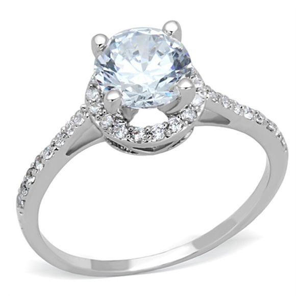 Brass & Rhodium Cubic Zirconia Ring - Picture 1 of 4